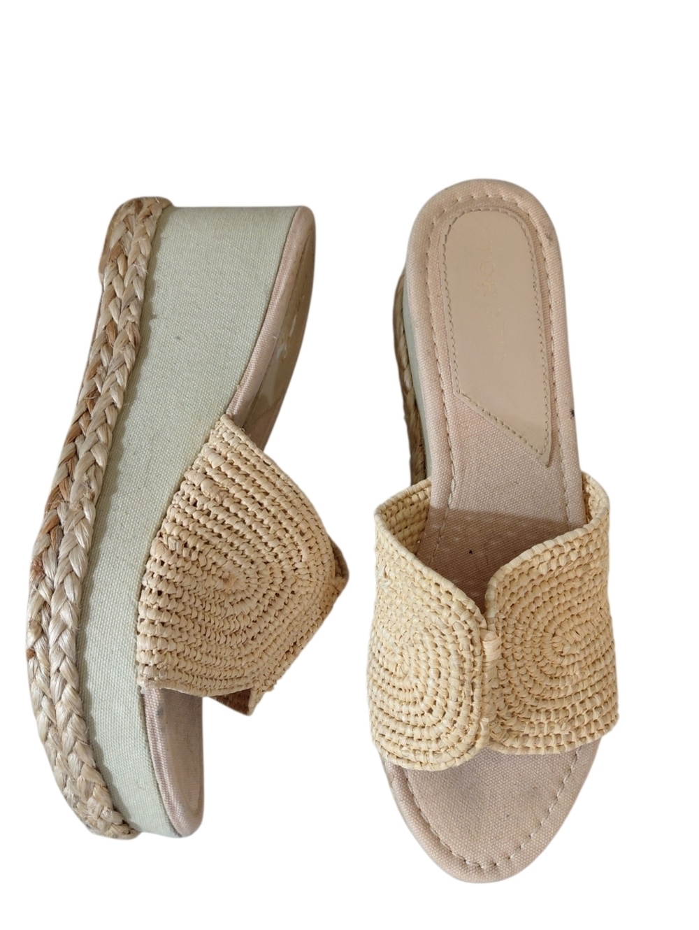 Torgēis Women's Woven Straw Slide Wedge Sandals